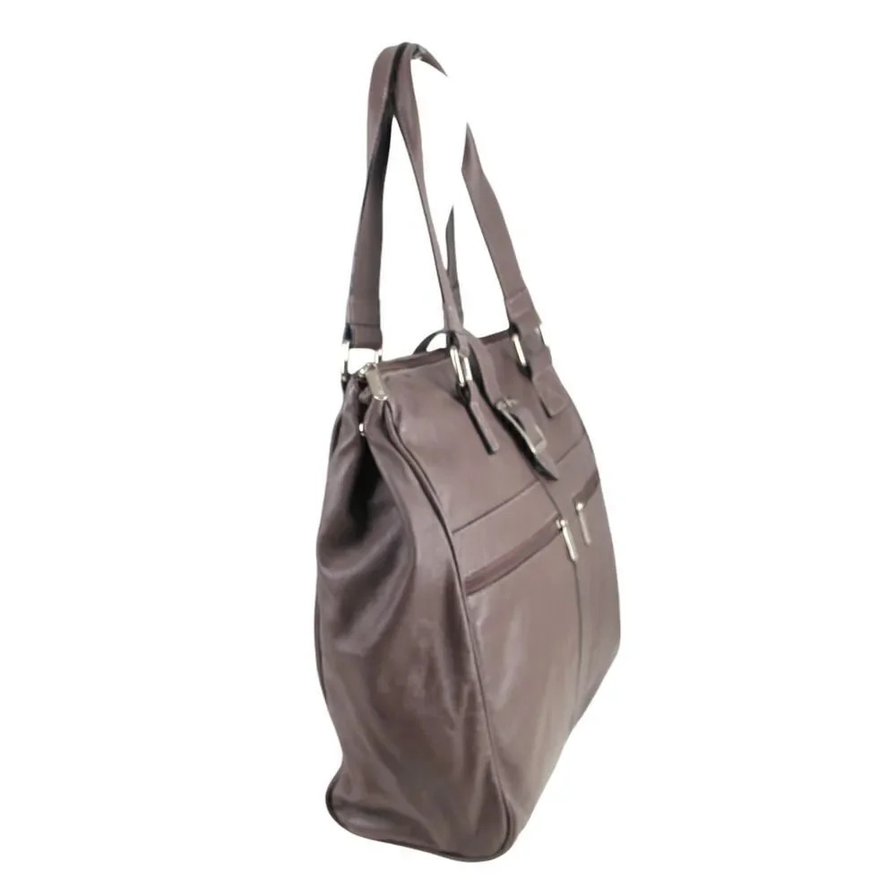 Bennemann BROWN GENUINE LEATHER BUCKLE SHOULDER BAG BUSINESS TOTE HANDBAG PURSE